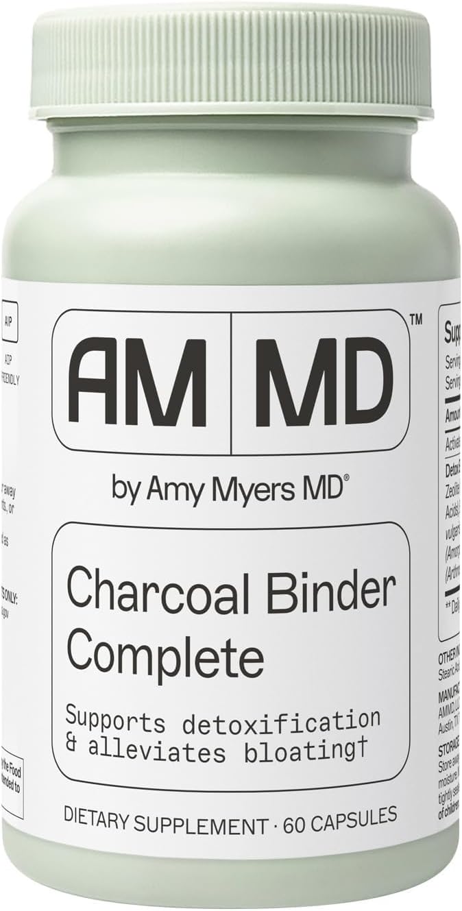 Coconut Charcoal Capsules from The Myers Way Protocol - Natural Activated Charcoal Gas Reliever &amp Support for Affects of Mold/Toxins - Dietary Supplement 60 Capsules 30 Servings - Dr. Amy Myers