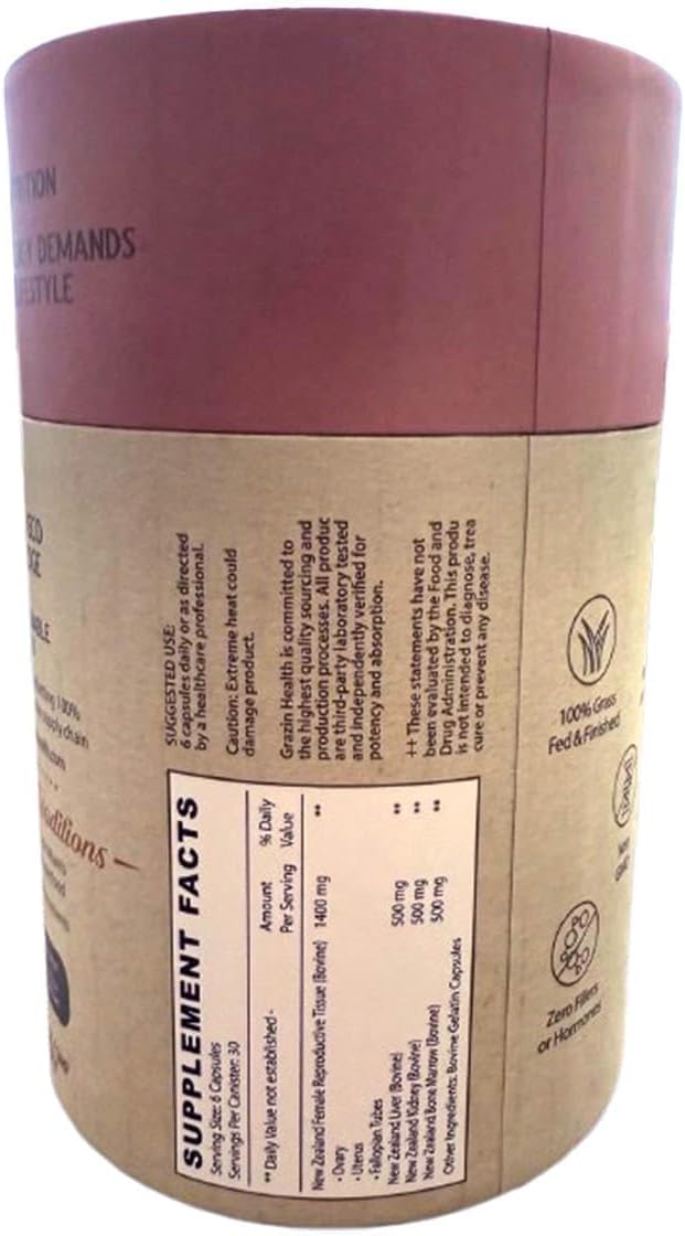 Her Power Female Enhancement Capsules 2900mg Per Serving (180 Count) | Freeze-Dried Female Reproductive Tissue Liver Kidney &amp Bone Marrow | 100% Grass-Fed New Zealand Sourced