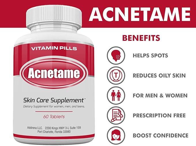 Acne Pills- Vitamin Supplements for Acne Treatment- Natural Clear Skin from Hormonal Cystic Pimples- Oily Skin Vitamins Pill for Women Teen Men &amp Adults 60 Tablets