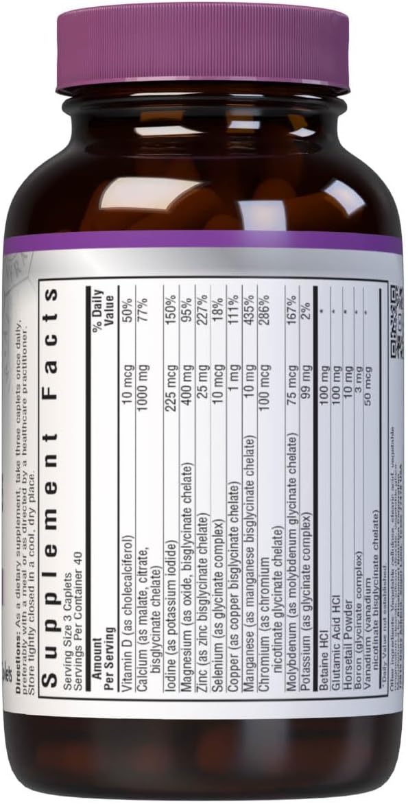 Bluebonnet Nutrition High Potency Chelated Multiminerals (Iron-Free) Albion Chelated Minerals Soy-Free Gluten-Free Non-GMO Kosher Certified Dairy-Free 120 Caplets 40 Servings