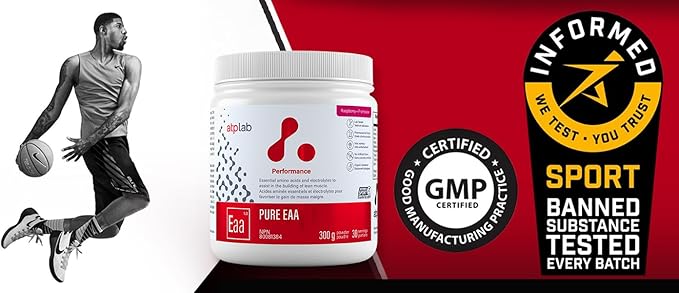 ATP LAB Pure EAA Powder 300g - Raspberry Flavor - Complete 11 EAAs Blend - L-Lysine &amp L-Methionine Supplement - Essential Amino Acids with Electrolytes for Active Living and Post-Exercise Support