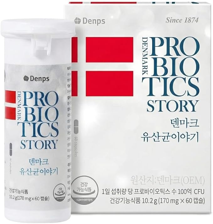 Denmark Probiotic Story (60 Capsules) 10 Billion CFU Shelf-Stable Probiotic for Gut Health 덴마크 유산균이야기