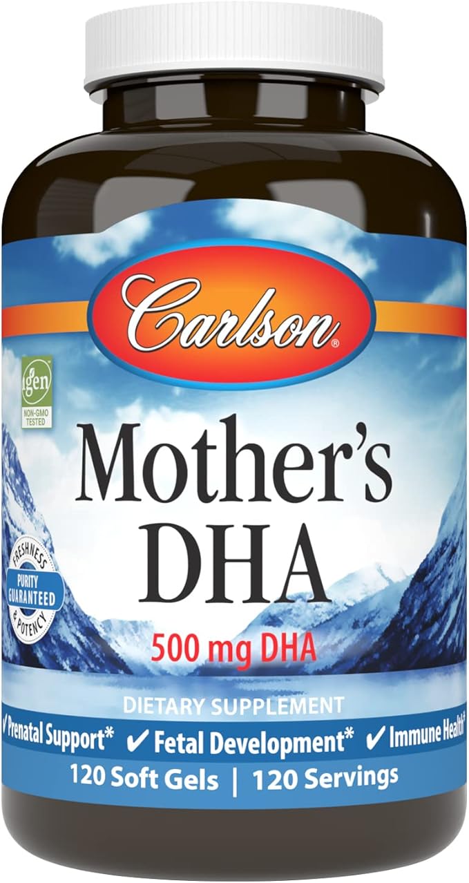 Carlson - Mother's DHA 500 mg DHA Prenatal Support Fetal Development &amp Immune Health 120 Softgels