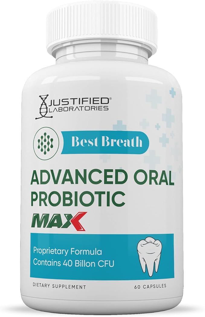 Justified Laboratories Best Breath Max 40 Billion CFU Probiotic Oral Support 60 Capsules