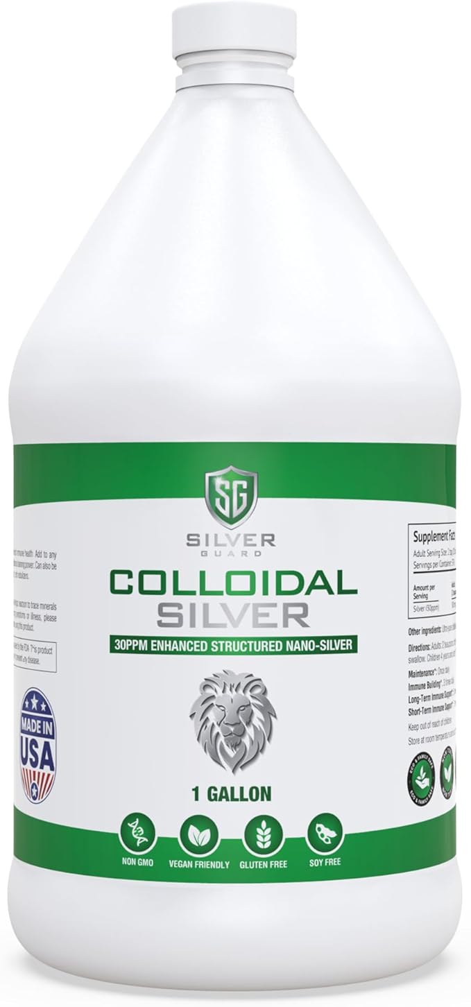 Enhanced Colloidal Silver Gallon Size—30ppm Pure &amp Natural Structured Silver Water—Organic Colloidal Silver Solution—128 oz (1 Gallon)