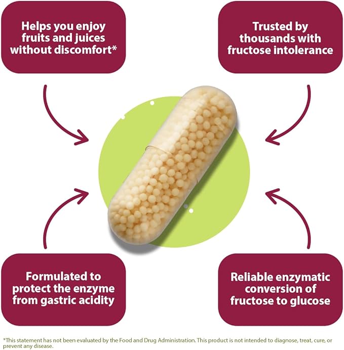 Enzyme Supplement - 180 Capsules so That You can Enjoy Fruits Fruit Juices Soft Drinks and Sweets Again Dietary Supplement Gluten-Free Lactose-Free