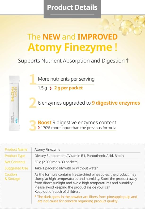 Atomy Finezyme Pineapple Fermentation Digestive Enzymes - 30 Packets
