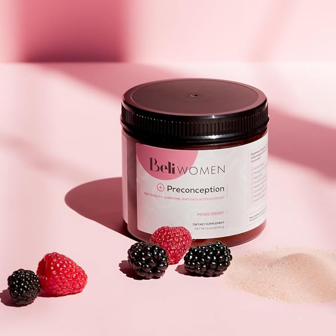 Beli Preconception Supplement for Fertility Egg Quality PCOS Hormones and Ovulation. Berry Flavored Drink Mix Powder - Support for PCOS &amp PMS. Made with Inositols CoQ10 Acai NAC and More.