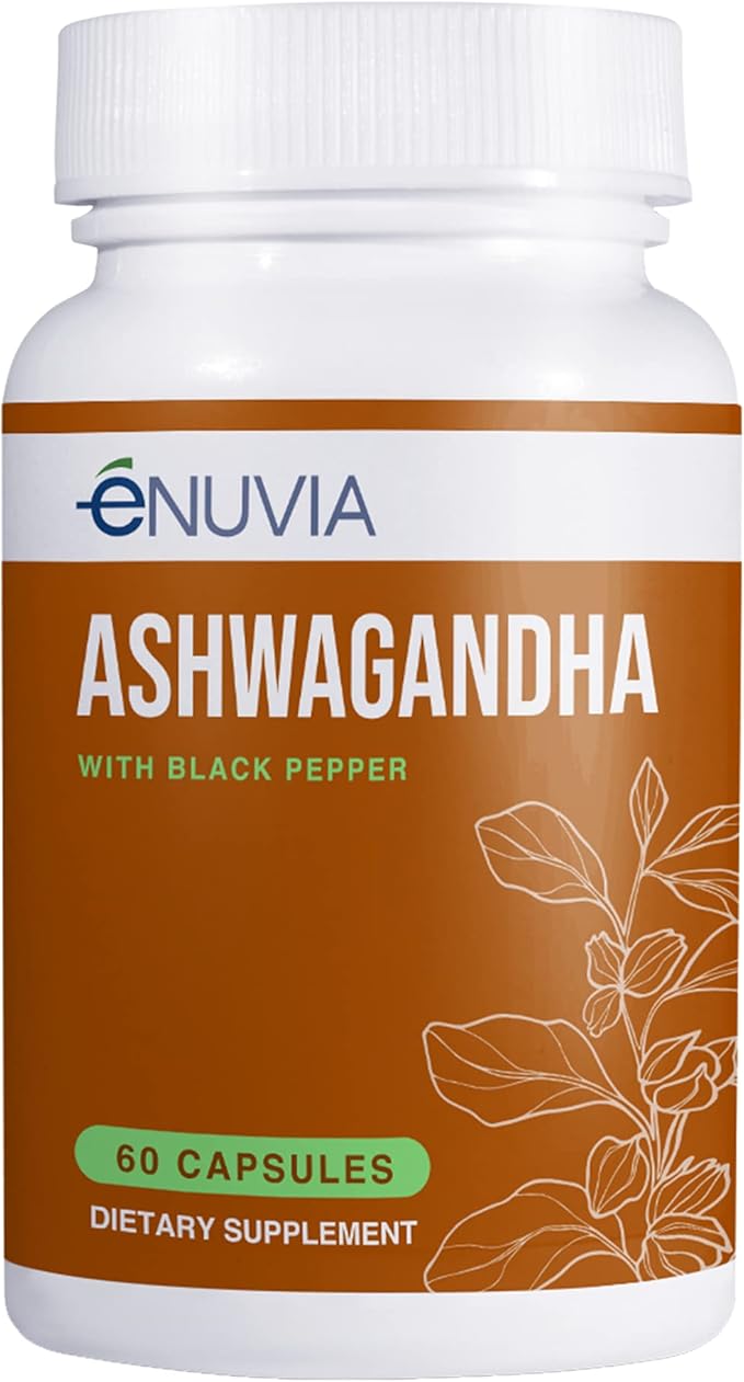 Ashwagandha Supplement - Natural Relief and Stamina Support to Help Ease Tension 60 Capsules Pure Root with Black Pepper Extract for Enhanced Absorption Vegan Made in the USA