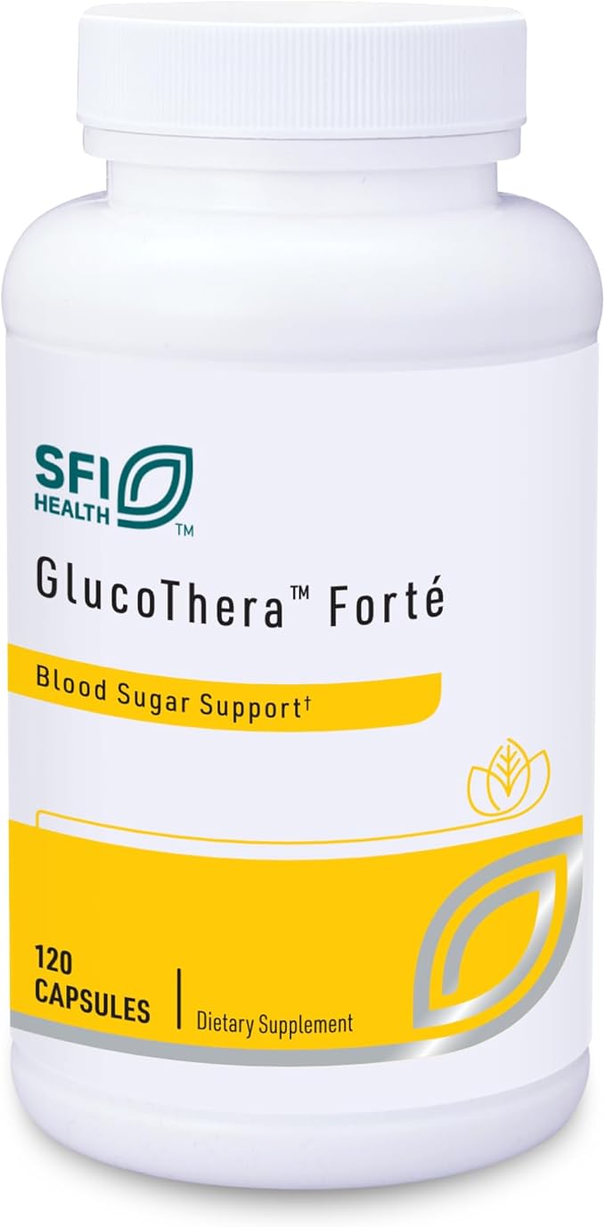 Klaire Labs SFI Health GlucoThera Forte - Chromium Complex with 250 mg ALA Turmeric &amp Cinnamon Dairy-Free (120 Capsules)