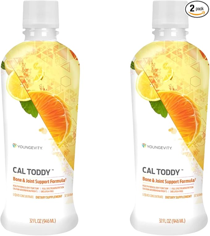 Youngevity CAL Toddy - Calcium (Citrate Phosphate) Magnesium 1200mg/600mg - Vitamins D-3 Zinc Copper Potassium Boron and 70+ Trace Mineral Cofactors - Supports Bone Health - 32 Fl Oz (Pack of 2)