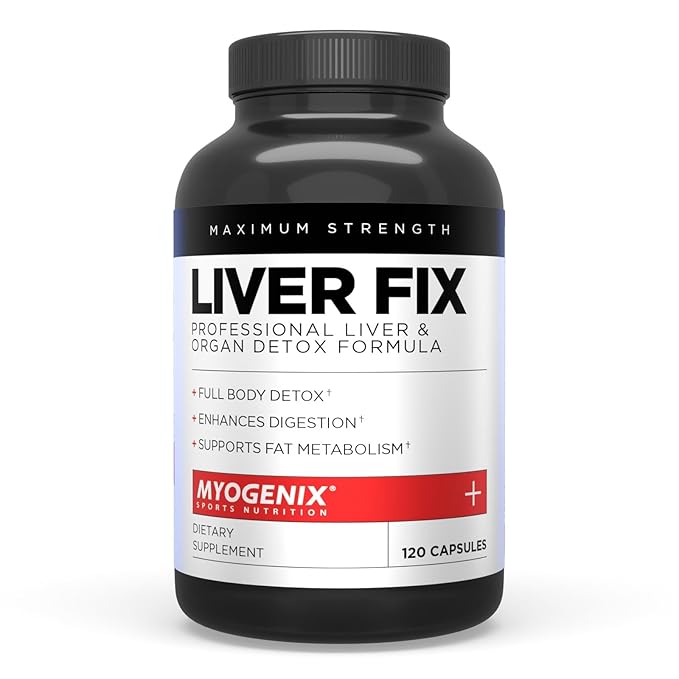 Myogenix Liver Fix – Professional Liver &amp Organ Detox Formula – Enhances Digestion – Supports Fat Metabolism – Easy-to-Swallow – Dietary Supplement (120 Capsules)