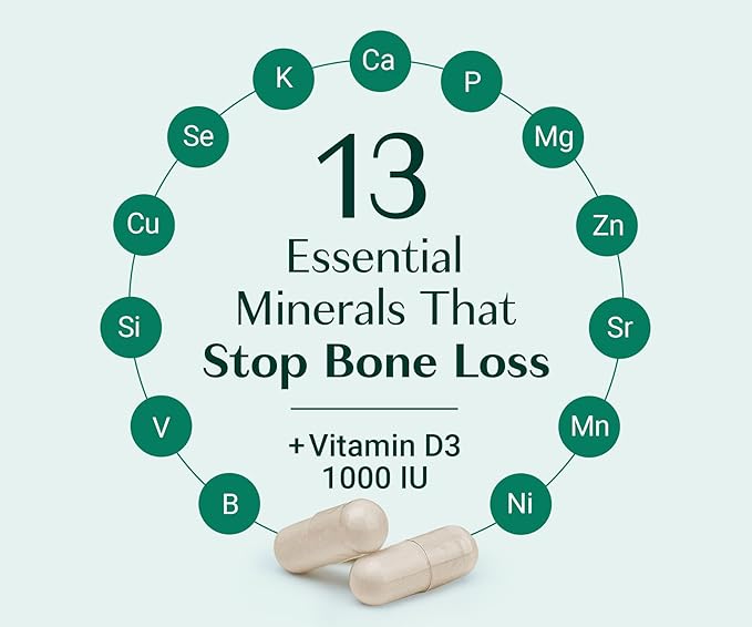 ALGAECAL - Plant Based Calcium Supplement with Vitamin D3 (1000 IU) for Bone Strength Contains 13 Minerals Supporting Bone Health Organic Calcium (750 mg) for Women &amp Men 90 Caps 3 Month Suppl