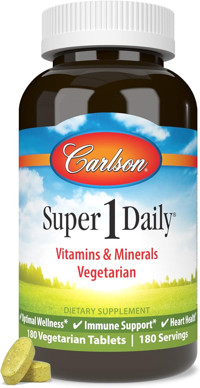 Carlson - Super 1 Daily Vegetarian Multiple Formula Multivitamin Optimal Wellness 180 Tablets