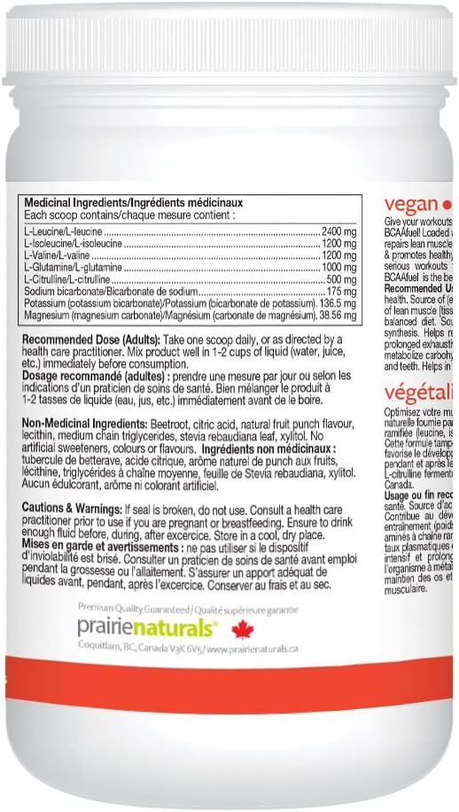 Prairie Naturals PH Balanced BCAA Fuel Fruit Punch 11.2 Ounce