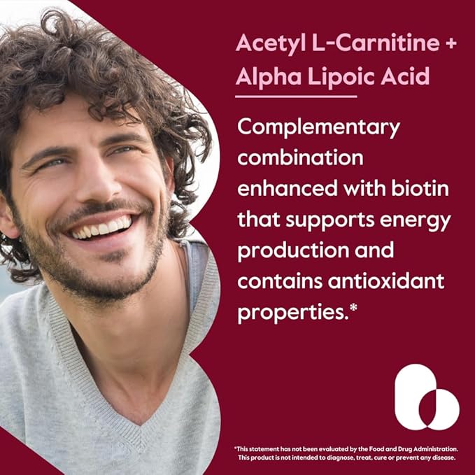BESTVITE Acetyl L-Carnitine 500mg &amp Alpha Lipoic Acid 200mg per Capsule with Biotin (240 Vegetarian Capsules) (120 x 2) - No Stearates - Vegan - Non GMO - Gluten Free