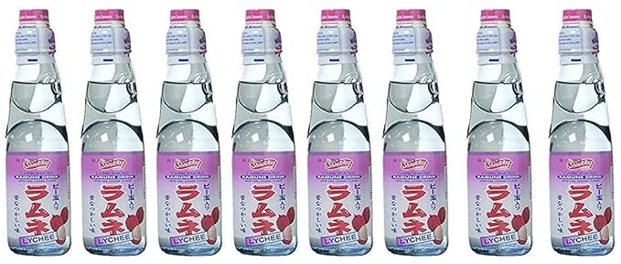 RAMUNE Japanese Soft Drink multi-pack 8 Bottles 6.76 Fluid Ounce (Lychee)