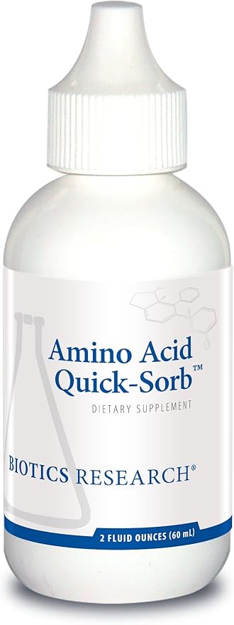 Biotics Research Amino Acid Quick Sorb Liquid Formula Highly Absorbed Glycine L Alanine L Arginine HCl L Lysine HCl L Proline L Histidine HCl L Serine L Threonine L Valine 2 Fluid Ounces