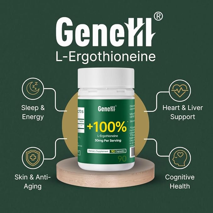 L-Ergothioneine Supplement 30mg - Fermentation-Based 99.99% Purity Antioxidant - Clinically Studied to Support Longevity Restful Sleep &amp Healthy Aging - Vegan &amp Non-GMO - 90 Capsules