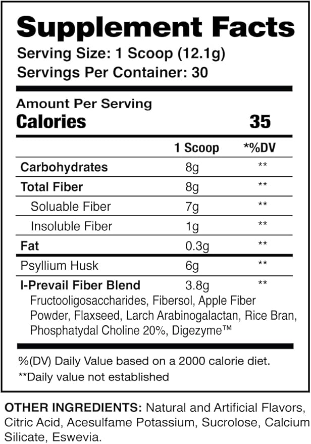 Fiber |8 Grams of Soluble and Insoluble Types | Gut Health Digestion Immunity | Vegan and Gluten Free | Great Flavors Easy Mixing | 30 Servings (Watermelon Kiwi)