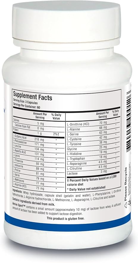 Biotics Research Amino Sport Broad Spectrum Amino Acids Essential Amino Acids BCAAs Sports Recovery Support Lean Muscle Mass 180 Capsules