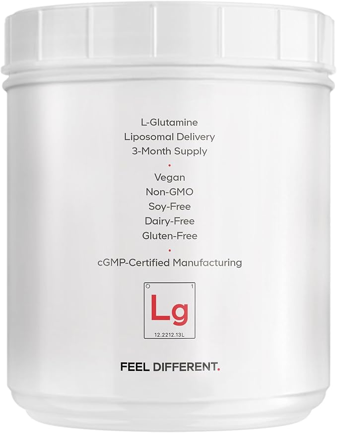 Codeage Liposomal L-Glutamine Powder - High-Potency L-Glutamine 5000 mg per Serving - 3-Month Supply - Liposomal Delivery Free-Form Amino Acid Unflavored Glutamine - Non-GMO Gluten-Free - 16.67 oz