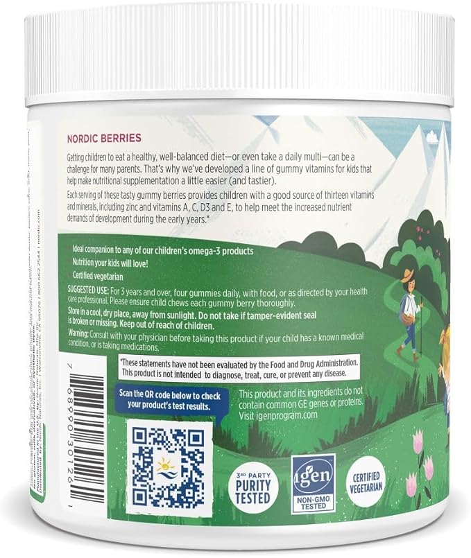 Nordic Naturals Nordic Berries Cherry Berry - 120 Gummy Berries - Great-Tasting Multivitamin for Ages 2+ - Growth Development Optimal Wellness - Non-GMO Vegetarian - 30 Servings