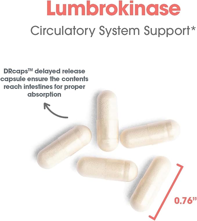 Allergy Research Group ARG Lumbrokinase - 32 mg Lumbrokinase - Circulatory System Support - Delayed-Release Capsules - Gluten-Free &amp Non-GMO - 15 Servings - 30 Capsules