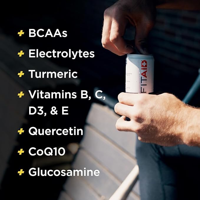 FITAID ZERO Keto-Friendly Number 1 Post-Workout Recovery Drink Contains Zero Sugar BCAAs Glucosamine 5 Calories 12 Fl Oz (Pack of 12)