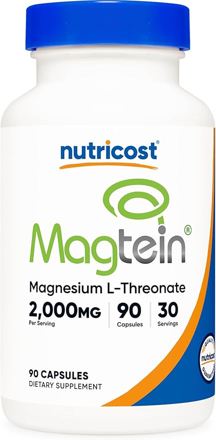 Nutricost Magtein Magnesium L-Threonate 2000mg 90 Capsules - Gluten Free Vegetarian 30 Servings