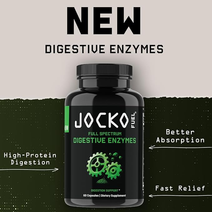 Jocko Fuel Digestive Enzymes - Full Spectrum Support Nutrient Absorption Gut Health Support Digestion Aid - 60 Capsules