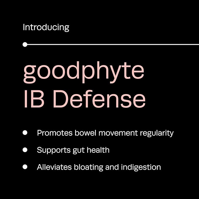 Goodphyte | IB Defense Dietary Supplement | 60 Capsules | Naturally Occuring Enzymes that Regulate Digestion | Premium All Natural Relief from IBS Constipation Bloating Gas &amp Indigestion