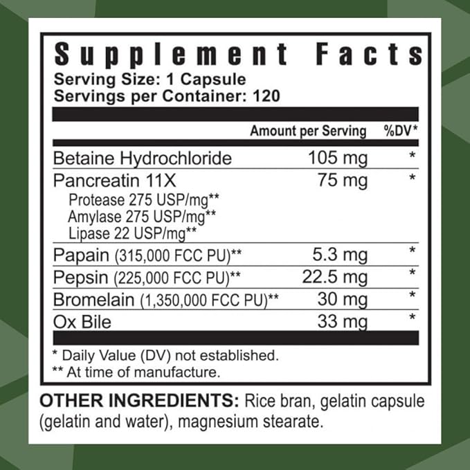Youngevity Ultimate Enzymes® - Multi Enzymes for Digestion Gas &amp Bloating Relief - Betaine HCl Ox Bile Pancreatine 10X Papain 6M Pepsin 1:3000 (120 Capsules - 4 Pack)