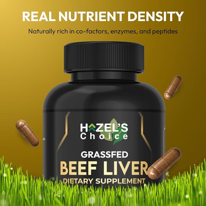 HAZEL'S Choice Grassfed Beef Liver Supplement 4500mg 180 Capsules Unflavored Organ Support Supplement &amp Nutrient-Rich 30 Servings