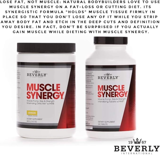 Beverly International Muscle Synergy 240 TABS (15 Servings) Clinically Dosed Ingredients - HMB L-Arginine L-Citrulline Creatine Monohydrate L-Ornithine. Bigger-Stronger-Lasting Pumps.