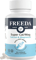 Freeda Super Cal/Mag – Kosher Vegan Bone Health Supplement – Supports Bone Strength Nerve Function &amp Muscle Relaxation – Vegetarian Calcium Magnesium Capsules – Third-Party Tested – 250 Capsules