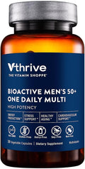 Vthrive BioActive Men 50+ One Daily Multivitamin Men’s Multivitamin with Essential Vitamins and Minerals Supports Daily Health and Wellness Clean Formula Gluten Free Vegetarian 30 Capsules