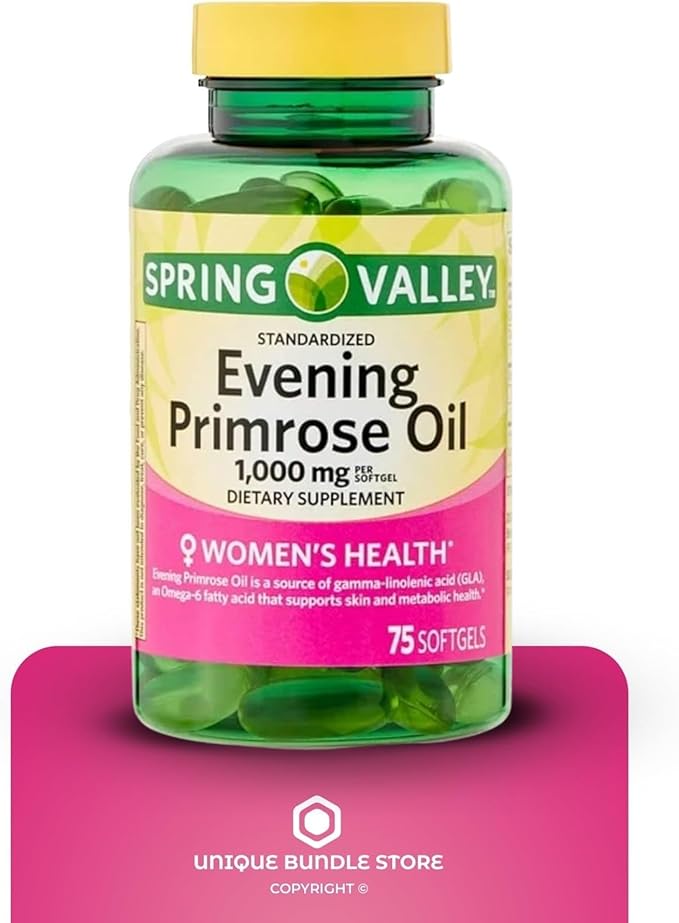 Evening Primrose Oil for Women 1000mg – 75 Softgels Organic Evening Primrose Oil Softgels with GLA Omega-6 Aceite De Onagra Primerose Supplement for Skin &amp Wellness (Pack of 2)