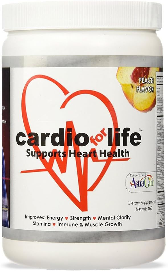 Health Guardian Cardio for Life L-Arginine Powder 16oz - Natural Nitric Oxide Supplement Cardiovascular Increase Energy - Peach
