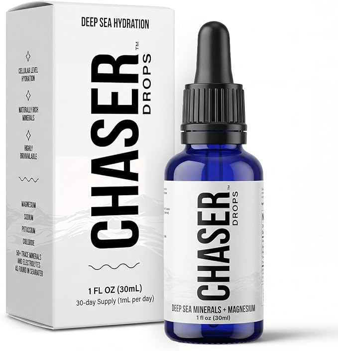 Chaser Water Hydration Drops with Deep Sea Minerals Sugar-Free Electrolyte Concentrate Liquid Mineral Drops for Daily Hydration 30 Day Supply (1 oz)
