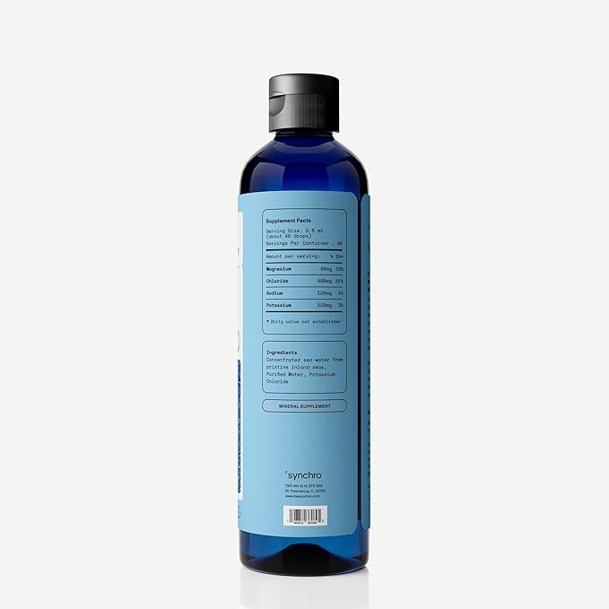 Synchro - Hydros Trace Mineral Drops with Electrolytes Mineral-Rich Water Drop for Electrolyte Water Hydrating Electrolyte Drops for Nervous System Support Mineral Drops for Drinking Water 8 fl oz