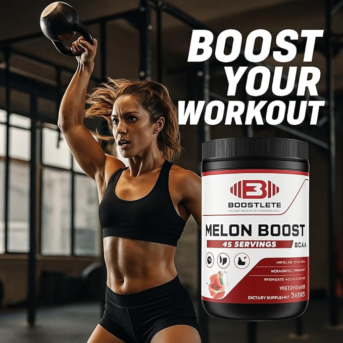Melon Boost BCAA – Watermelon Flavor – 45 Servings – Muscle Recovery &amp Strength Support – Glutamine &amp BCAA 2:1:1 Supplement – Dietary Powder for Fitness &amp Workout