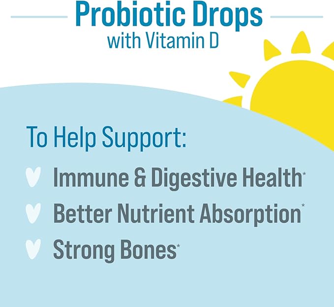 Culturelle Baby Probiotic Drops + Vitamin D Immune &amp Digestive Health Support for Babies Infants &amp Newborns 0-12 Months 30 Day Supply Gluten Free &amp Non-GMO 9ml