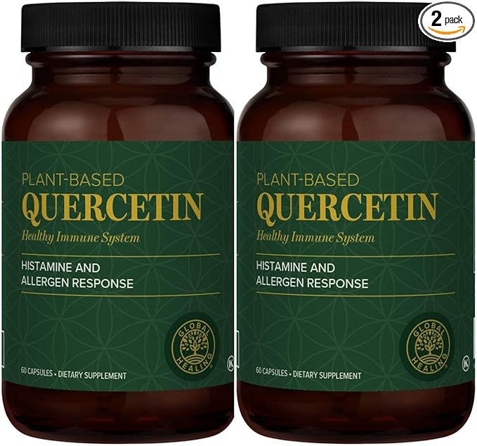 Global Healing Center Quercetin (2-Pack) 500mg Total 250mg Each Support Immune System Function &amp Body's Natural Response to Occasional Allergies - QuerceFIT Without Bromelain &amp Zinc - 60 Cap