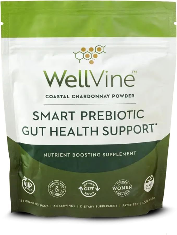 Premium Smart Prebiotic Gut Health Supplement Powder for Men &amp Women | Digestive Support &amp Gut Health With 100% Upcycled Chardonnay Grapes | Plant-Based Gluten and Allergen-Free | 4.75Oz