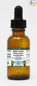 MSM &amp White Willow Bark Combination Glycerite Liquid Extract (1:5) - Mint Flavored (1 oz ZIN: 522756) - 3 Pack