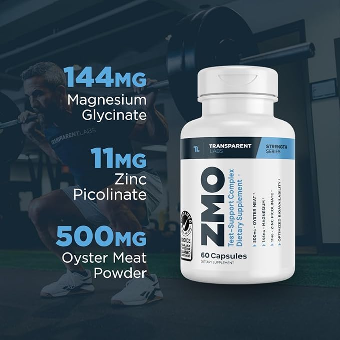 Transparent Labs ZMO - Muscle Builder for Men &amp Women with Zinc Magnesium Glycinate &amp Oyster Powder for Muscle Recovery - 60 Count