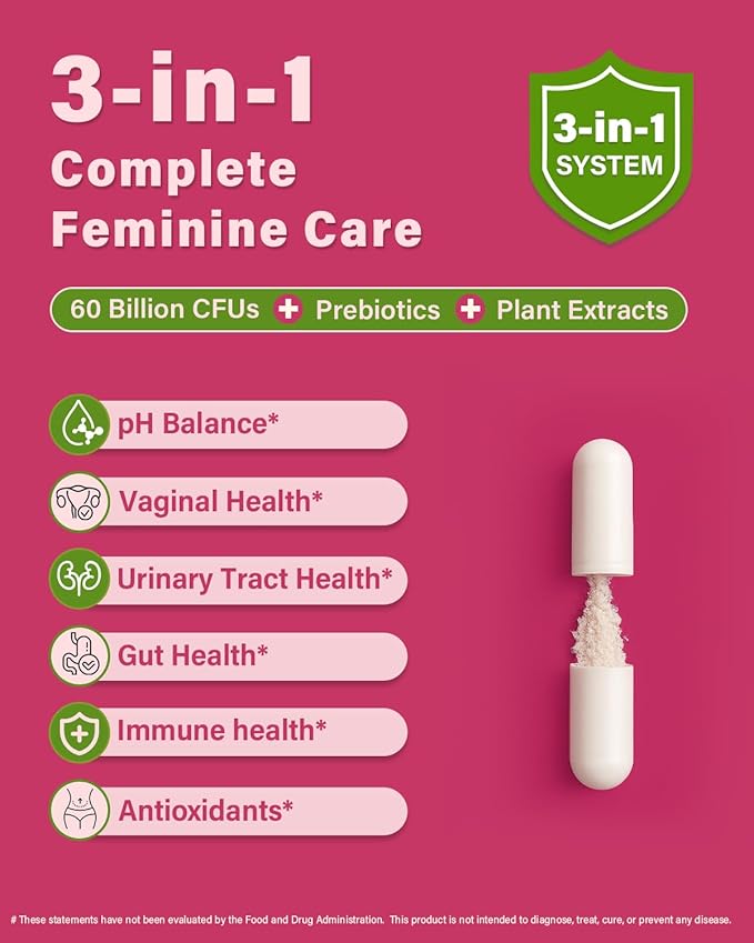 Probiotics and Prebiotics for Women pH Balance &amp Digestive Health - 60 Billion Vaginal Probiotic with Cranberry &amp D-Mannose for Gut Urinary Immune Health Vegan &amp Non-GMO | 270 Capsules