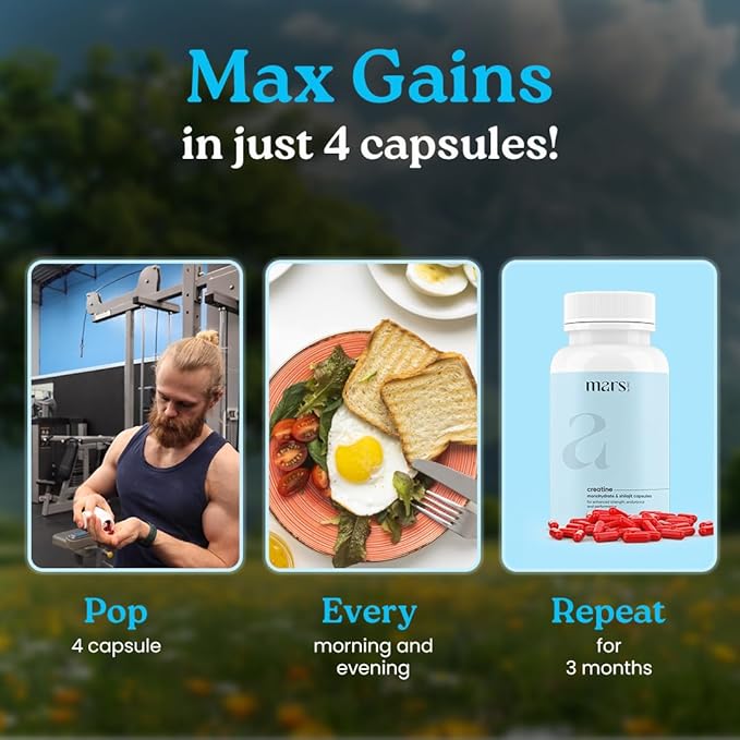 mars by GHC Micronized Creatine Monohydrate Caps with Shilajit &amp Ashwagandha | Overall Well-Being | 360 Capsules | Pack of 3
