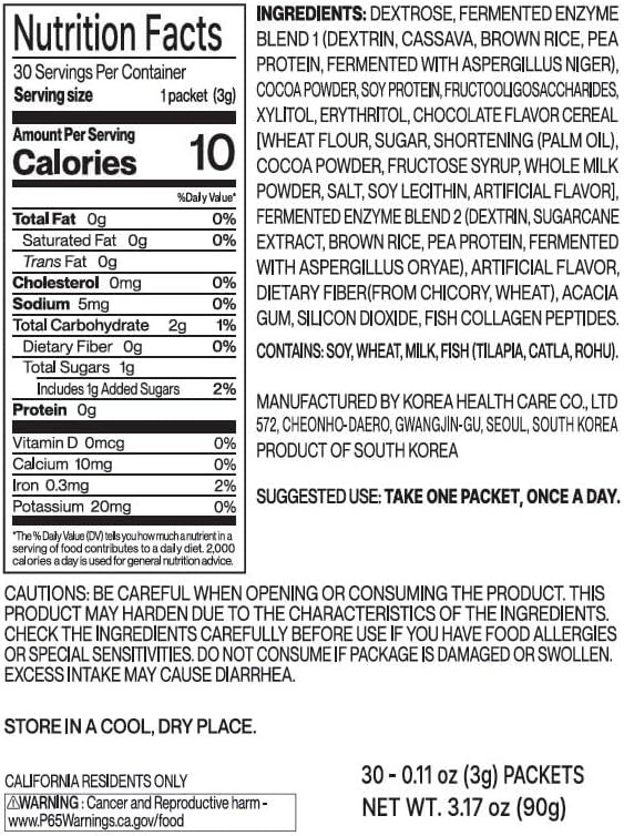 RAWEL Fermentation Digestive Enzymes Cruch Choco 3g 30sticks Chocolate/Isolated Soy Protein